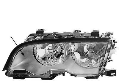 koplamp, H7+H7, incl stelmotor, zilver huis, links BMW 3 serie E