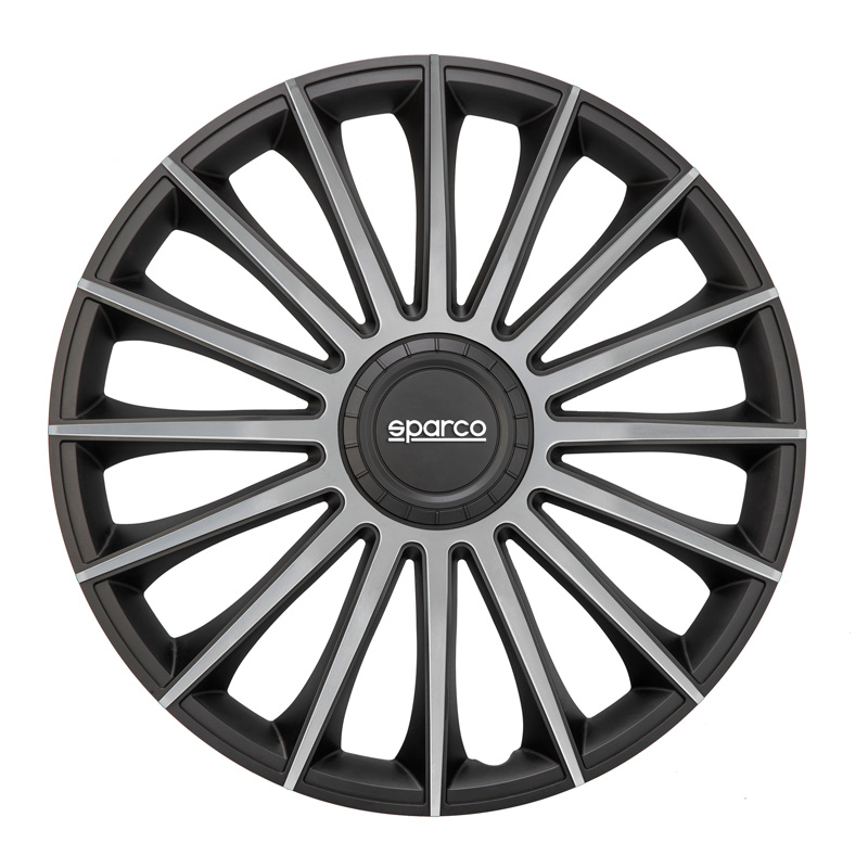 Sparco Wieldoppen Treviso - 16-inch - Zwart/Zilver - Set van 4 stuks