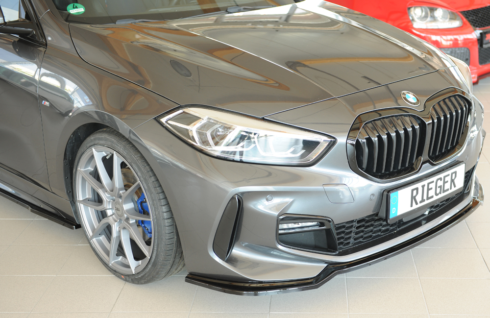 Voorspoiler BMW 1 Serie F40 Rieger Glans Zwart
