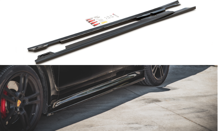 Zijskirts Porsche Panamera Turbo 970 Maxton Design glans zwart V.1