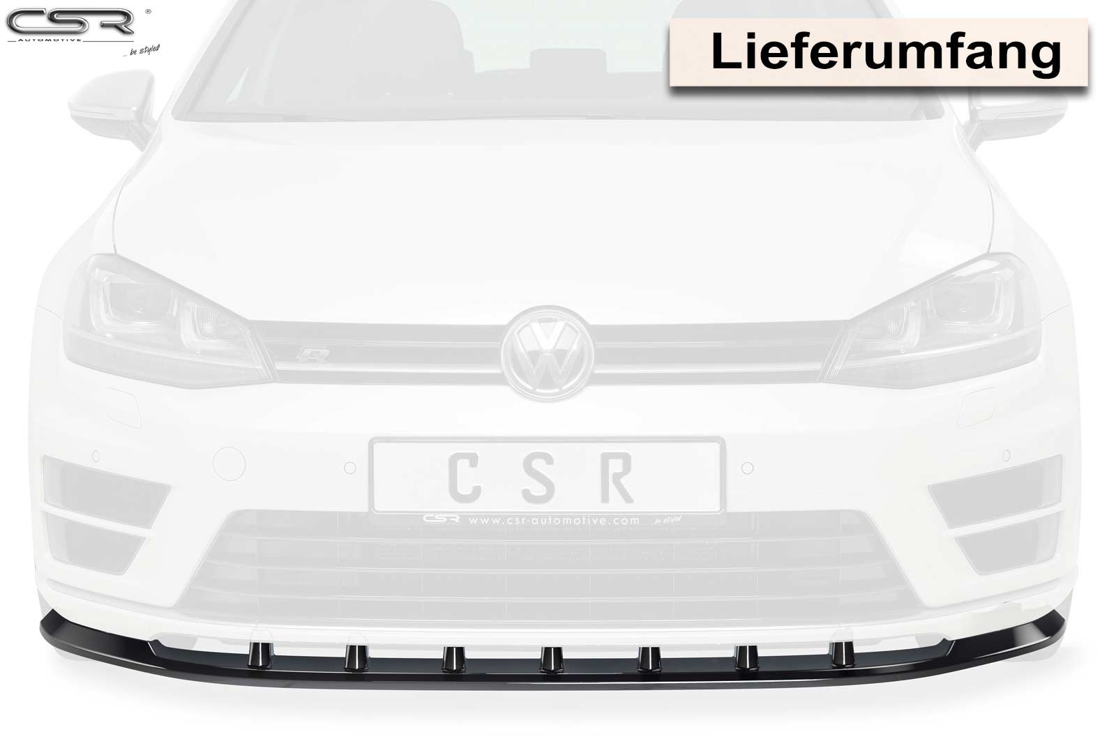 Voorspoiler VW Golf 7 R Glans Zwart – 2013–2017