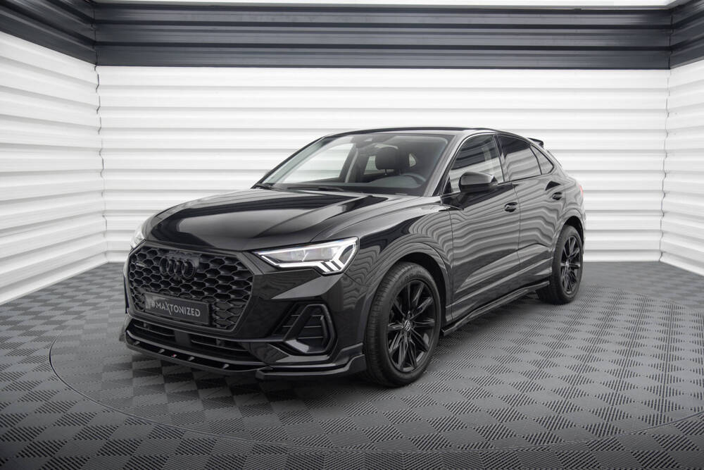 Voorspoiler V.2 Audi Q3 Sportback F3 Maxton Glans Zwart