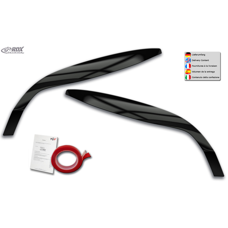 RDX Racedesign Koplampspoilers  Renault Megane III 2008-2015 (ABS Glanzend Zwart)