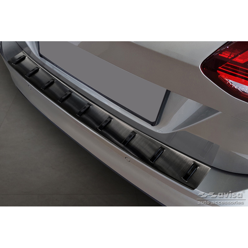 Zwart RVS Achterbumperprotector  Volkswagen Golf VII Variant incl. Alltrack 2012-2017 'STRONG EDITION'
