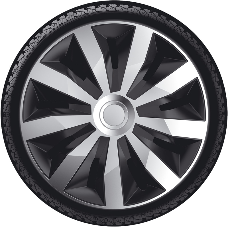 4-Delige Wieldoppenset Penta 15-inch zilver/zwart