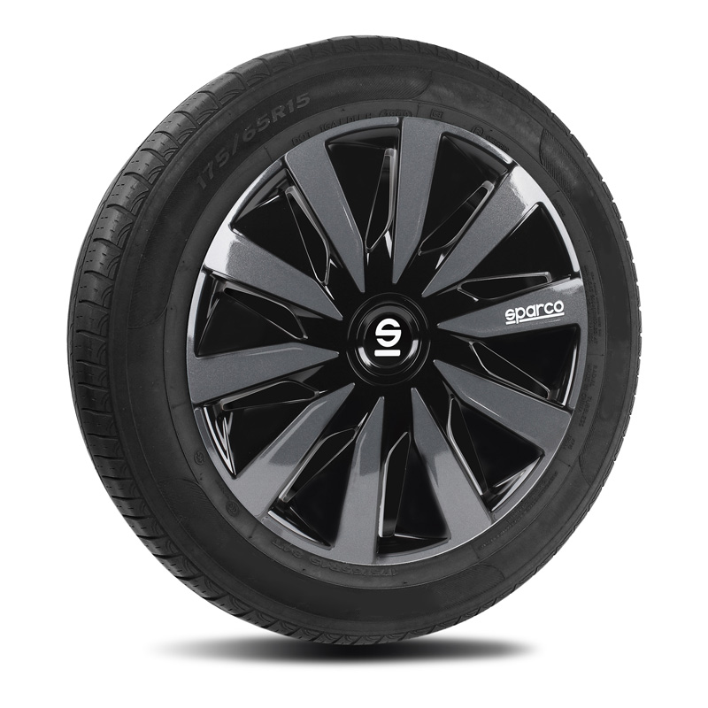 Sparco Wieldoppen Lazio - 13-inch - Zwart/Grijs - Set van 4 stuks