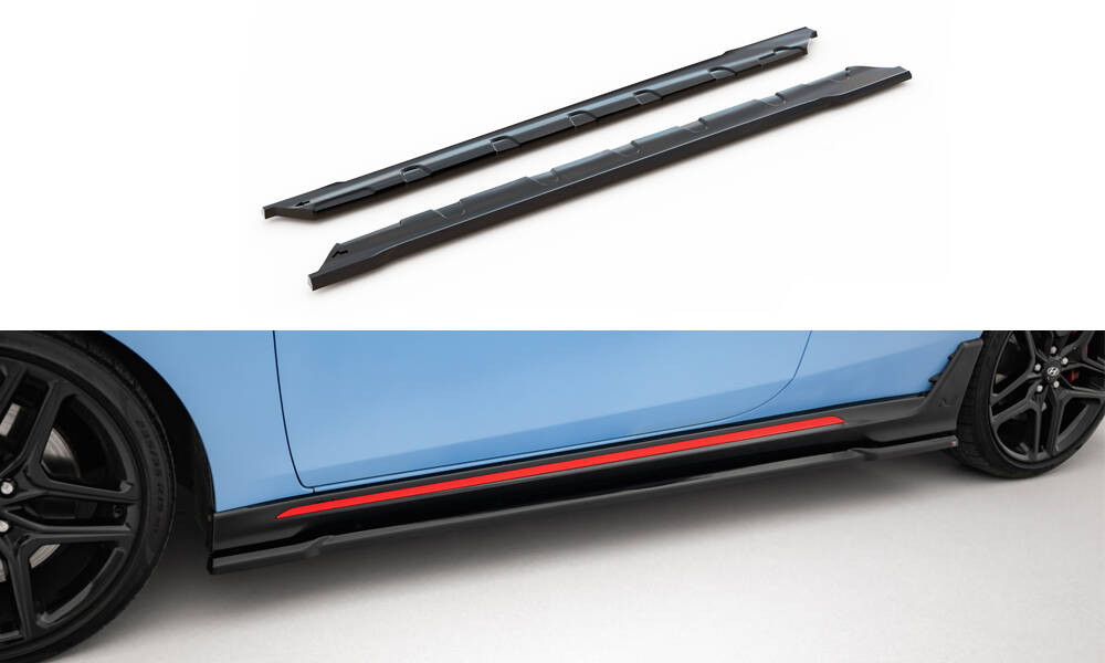 Street Pro Zijskirts Hyundai Veloster N MK2 Maxton Glanzend zwart