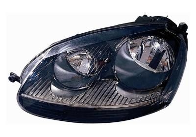 koplamp, H7+H7, zwart, incl stelmotor, rechts VW Golf 5, 2003-20