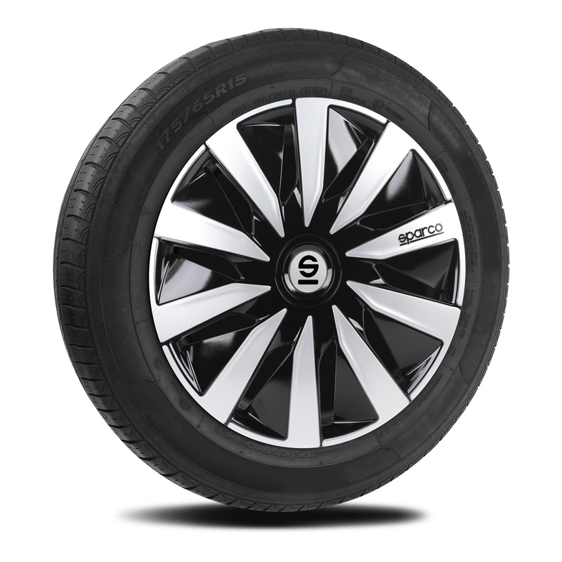 Sparco Wieldoppen Lazio - 14-inch - Zwart/Zilver - Set van 4 stuks