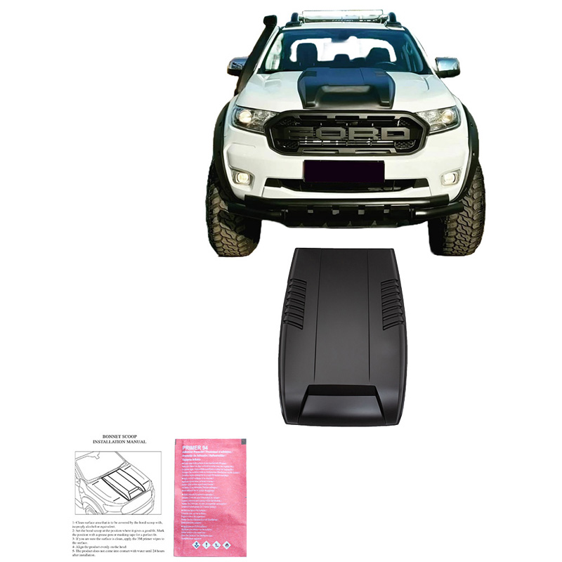 Motorkapluchtinlaat (Scoop)  Ford Ranger T7/T8 2015-2022 - Matzwart