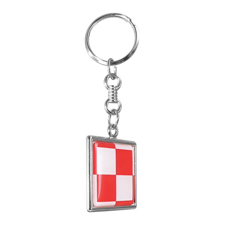 RVS sleutelhanger - 'Rood en wit' (Zilver)