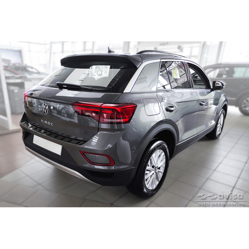 Zwart RVS Achterbumperprotector  Volkswagen T-Roc & T-Roc Cabrio 2017-2022 & Facelift 2022- 'STRONG EDITION'