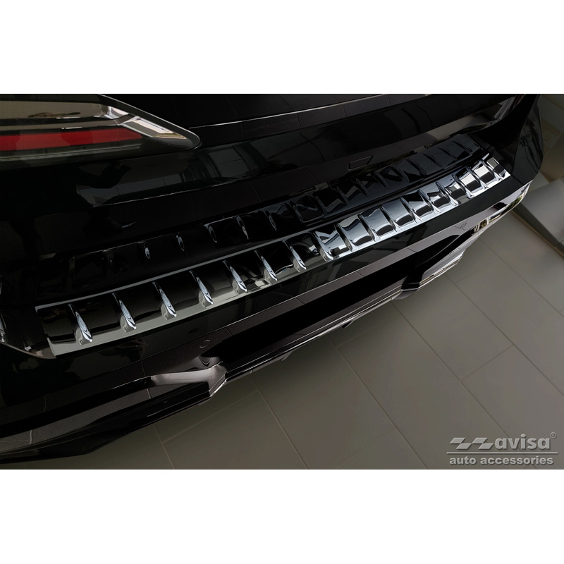 Zwart-Chroom RVS Achterbumperprotector  BMW 7-Serie (G70) 2023- met M-Pakket 'Ribs'