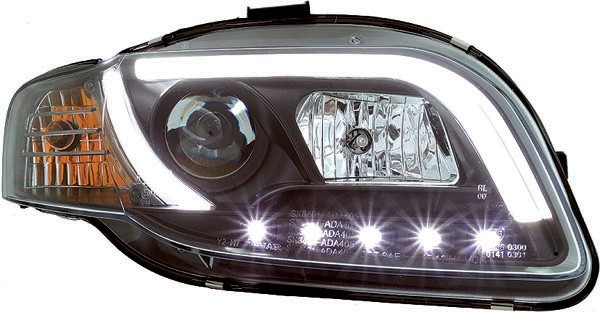 Koplampen Audi A4 8E B7 04-07 Tube LED zwart