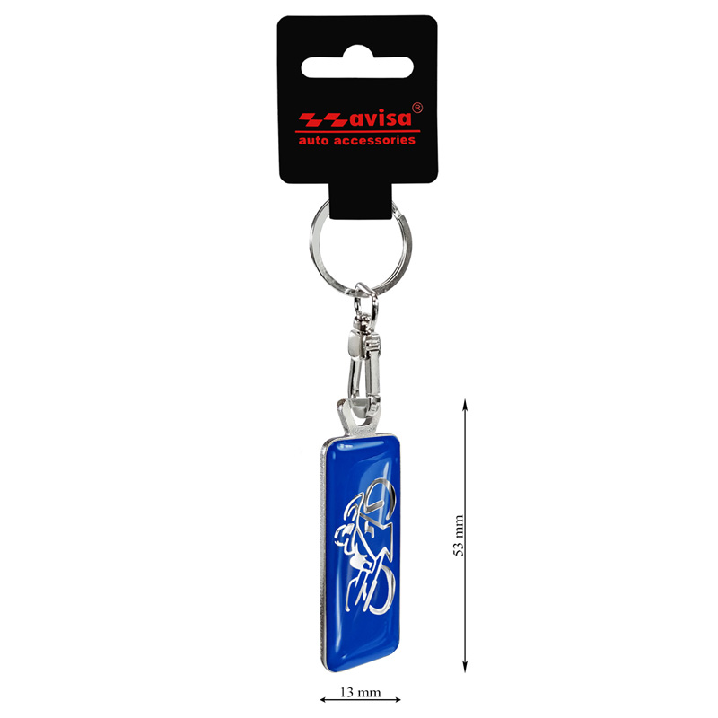 RVS sleutelhanger - 'Moto' Blauw