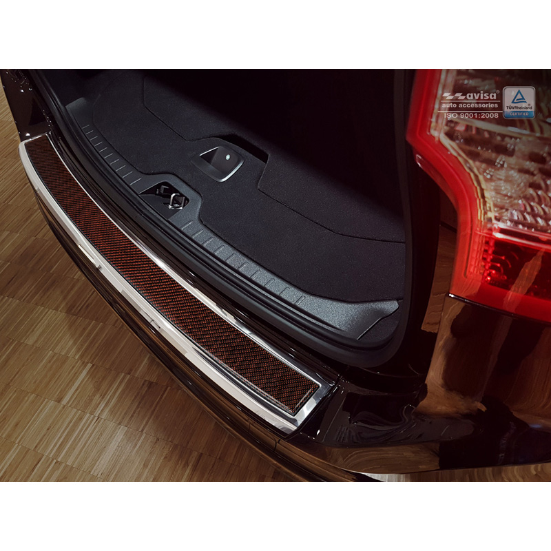 RVS Achterbumperprotector 'Deluxe'  Volvo XC60 2013-2016 Chroom/Rood-Zwart Carbon