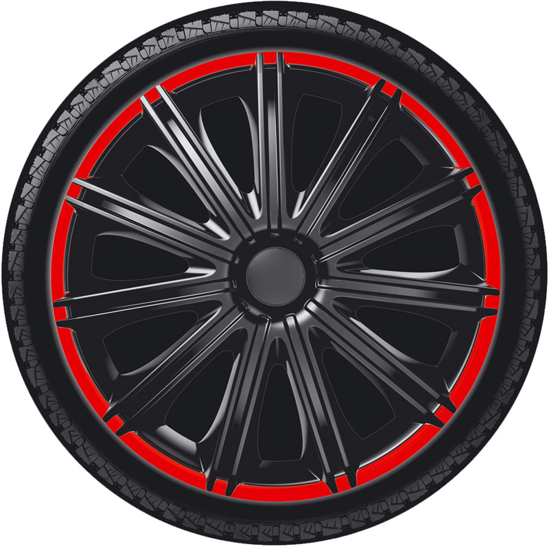 4-Delige Wieldoppenset Nero R 16-inch zwart/rood