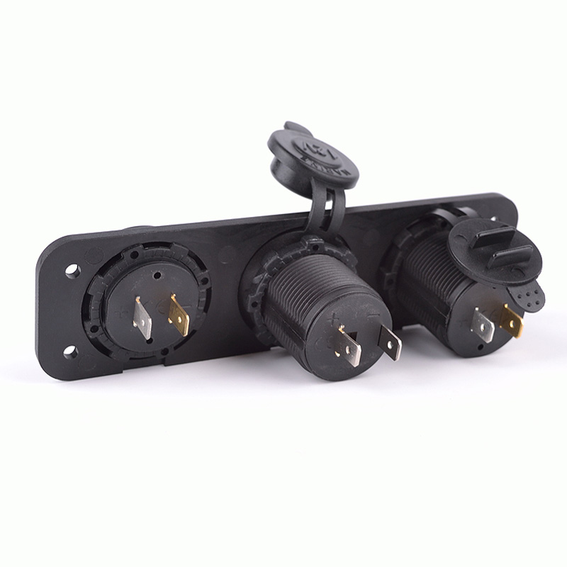Inbouw USB Adapter 3-in-1 2xUSB 5V-2,1A&1A/Voltmeter/Sigarettenaansteker/Input 12V-24V
