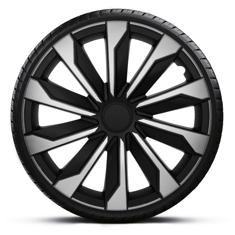 4-Delige Wieldoppenset Typhoon 17-inch zilver/zwart