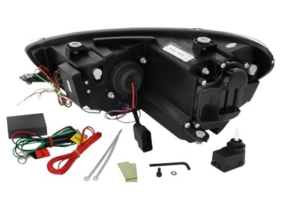 Koplampen VW Scirocco lll 08-14 Devil Eyes real DRL LED Zwart