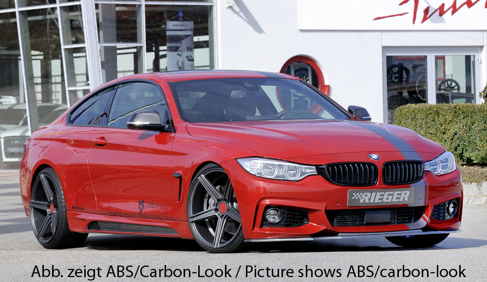 Voorspoiler BMW 4 Serie M Pakket F32 F33 F36 Rieger Glans Zwart