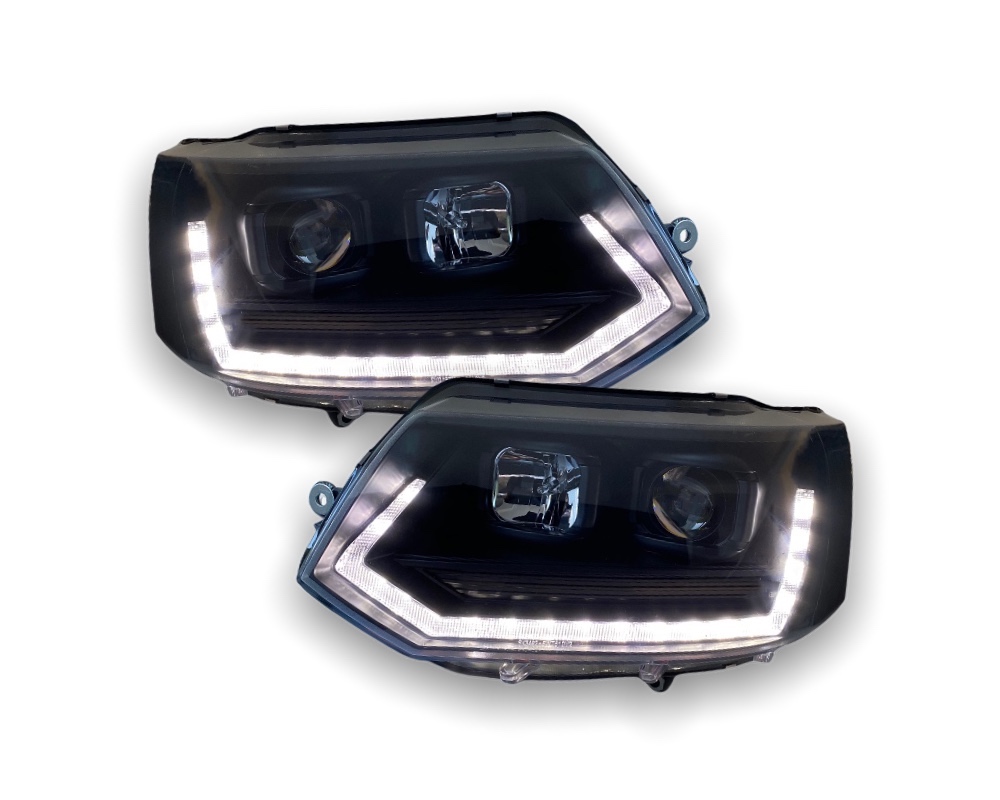 Koplampen VW T5 09-15 Tube LED Dynamic T6 look black V2
