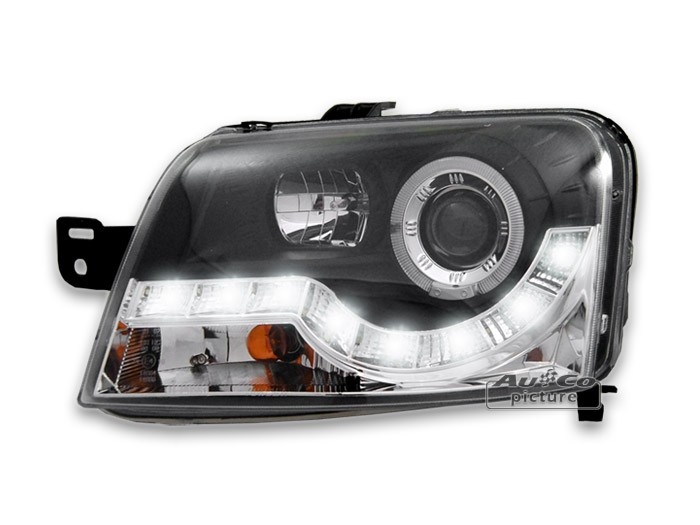 Koplampen Fiat Panda met dagrijverlichting 03-12 zwart