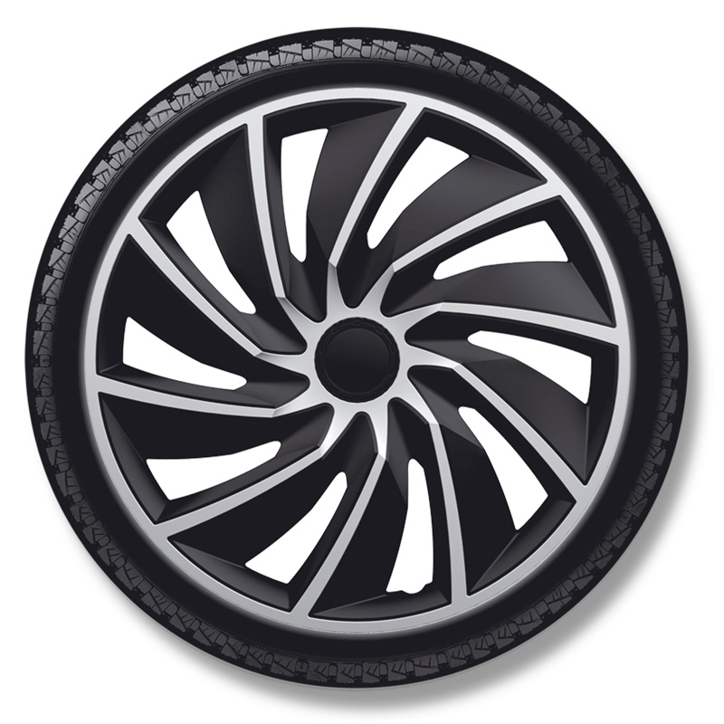 4-Delige Wieldoppenset Turbo 15-inch zilver/zwart