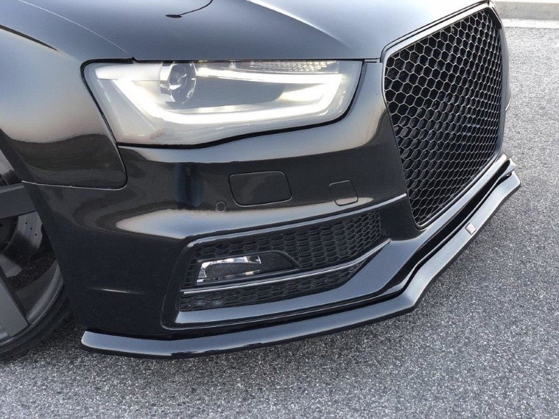 Voorspoiler Audi S4 / A4 S-Line B8 FL V.1 Glanzend Zwart
