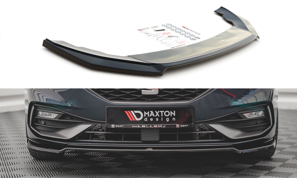 Voorspoiler V.4 Seat Leon FR MK4 Glans Zwart