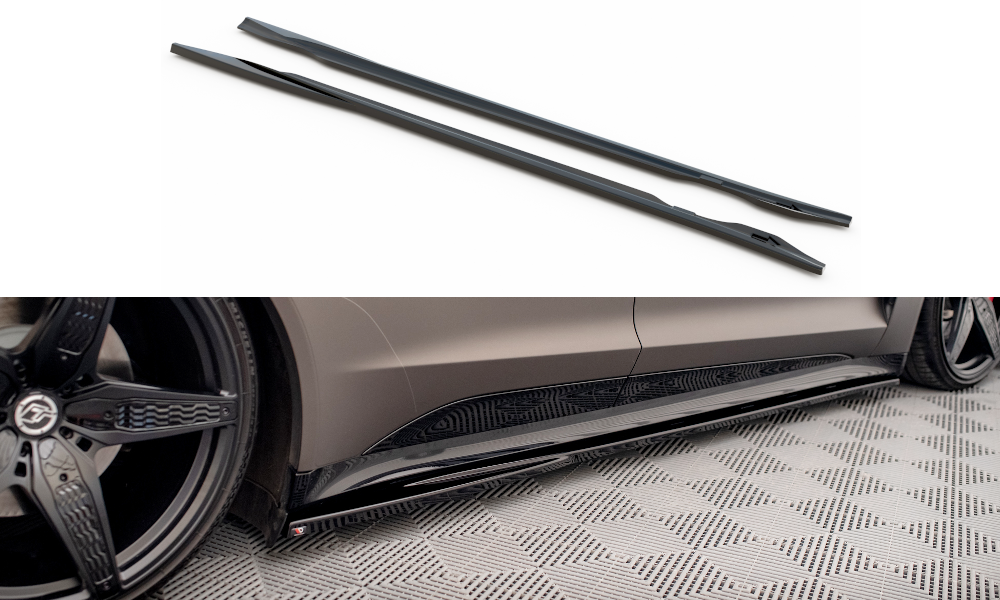 Zijskirts V.1 Audi E-Tron GT & RS GT Maxton Glans Zwart