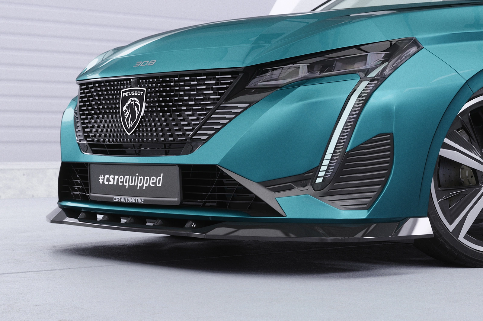 Voorspoiler Peugeot 308 (P51) glans zwart