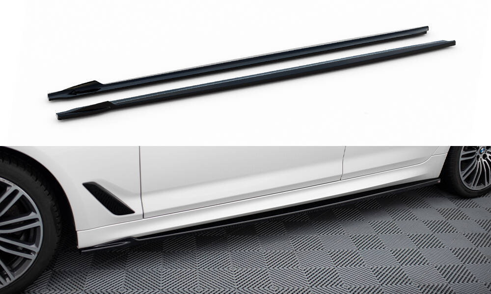 Zijskirts V.2 BMW 5 Serie M Pakket G30 / G31 Maxton Glans Zwart