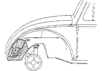 bumpersteun, rechts,-1967 VW Kever