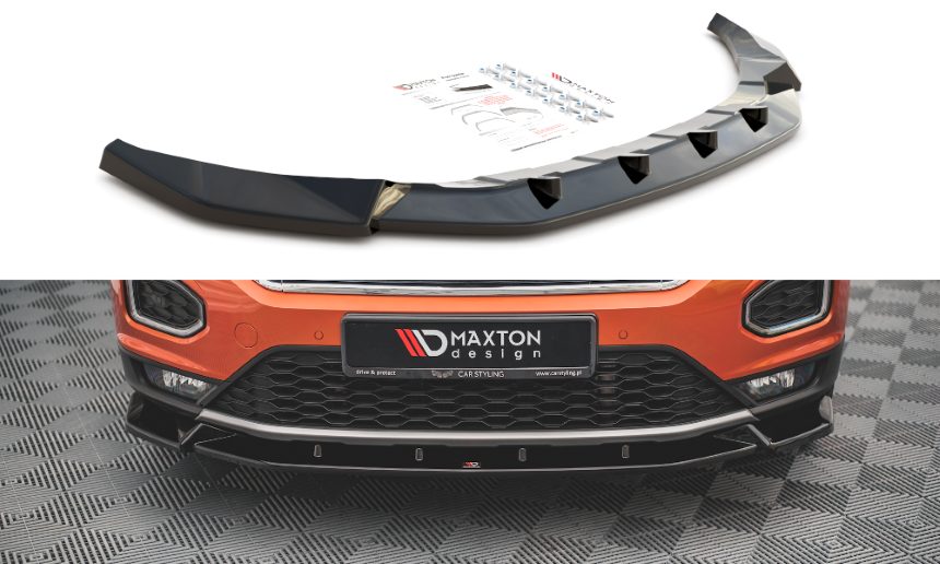 Voorspoiler V.2 VW T-Roc Glans Zwart