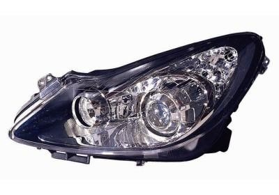 koplamp, Valeo, H7+H1+H1, zwart huis, elektr verstelb, met draai