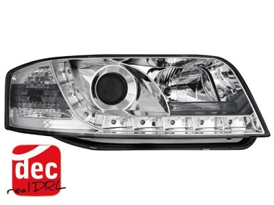 Koplampen Audi A6 4B 97-01 Devil Eyes real DRL LED Chroom