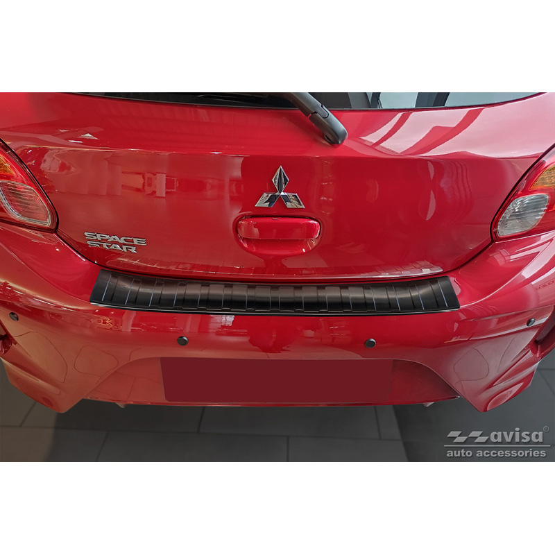 Zwart RVS Achterbumperprotector  Mitsubishi Space Star Facelift 2020- 'Ribs'