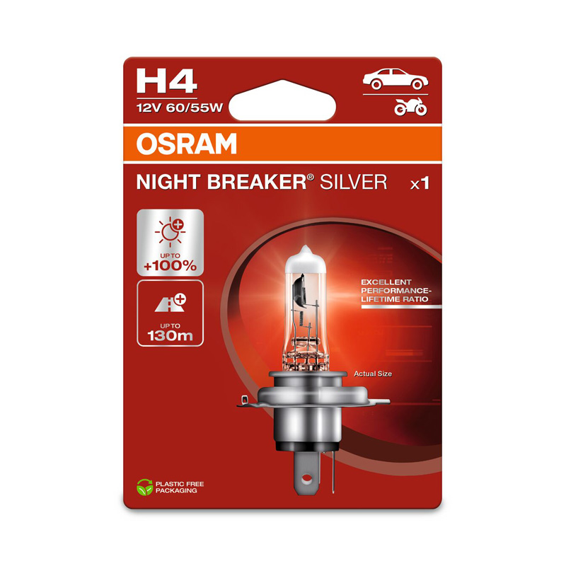 Osram Night Breaker Silver Halogeen lamp - H4 - 12V/60-55W - per stuk