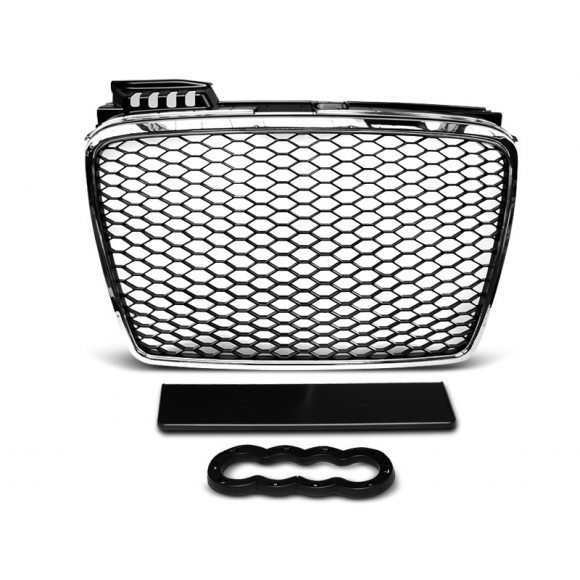 Grill Audi A4 B7 (2004-2008) RS4 Chroom-Black Embleemloos