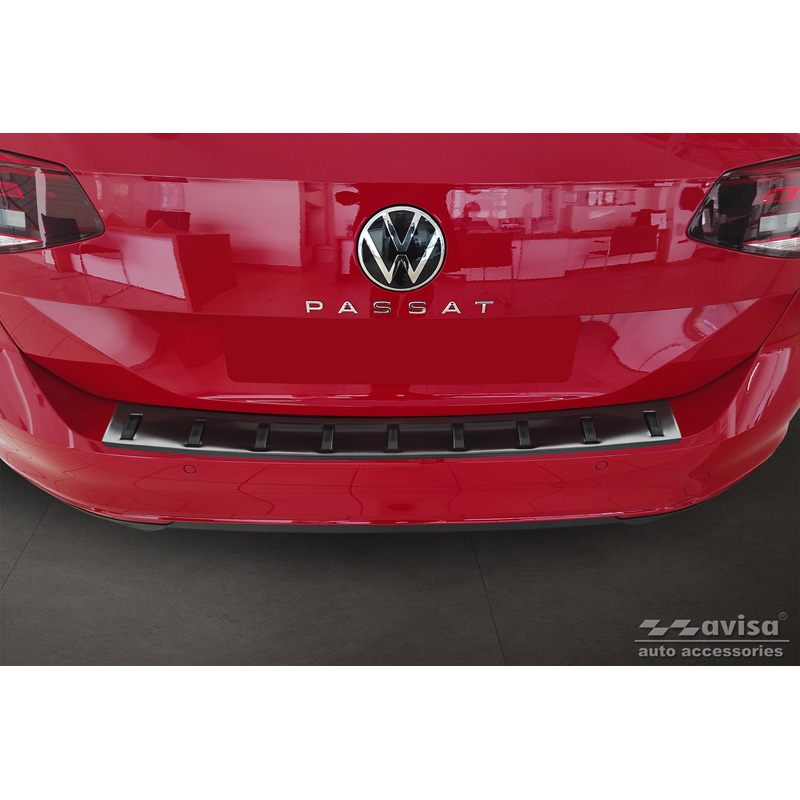 Zwart RVS Achterbumperprotector  Volkswagen Passat Variant 2014-2019 & Facelift 2019-2023 (incl. R-Line/Alltrack) 'STRONG EDITION'