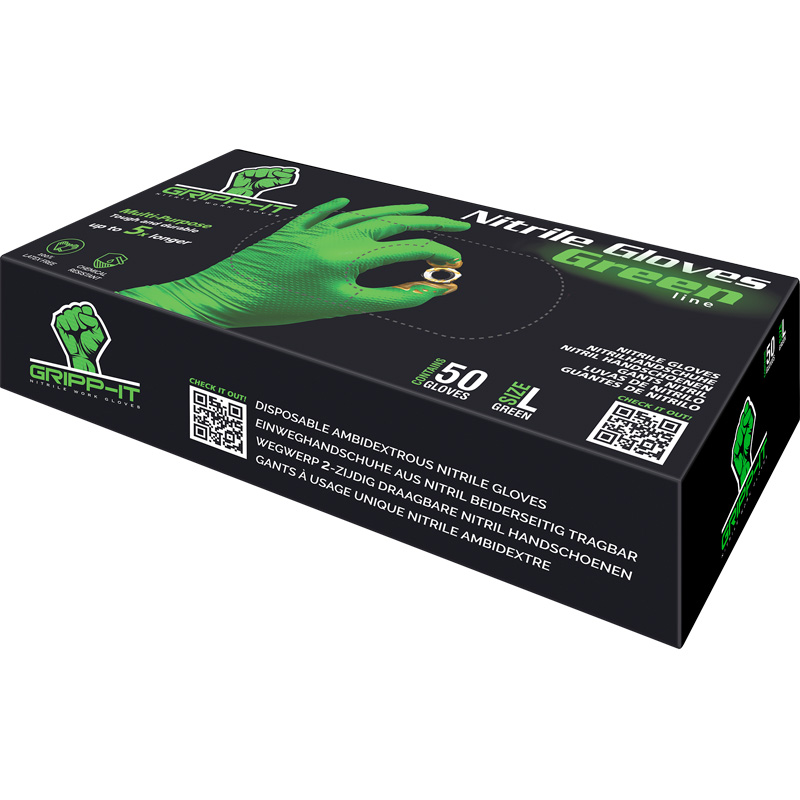 Gripp-It nitril handschoenen - maat L - Groen - dispenserdoos à 50 stuks