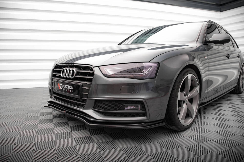 Voorspoiler V.4 Audi A4 S-Line / S4 B8 FL Maxton Glans Zwart