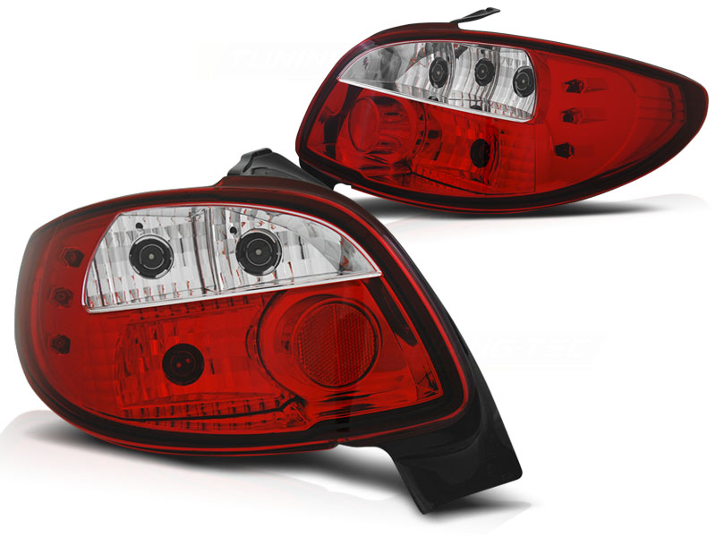 Set Achterlichten  Peugeot 206 excl. CC/SW - Rood/Helder