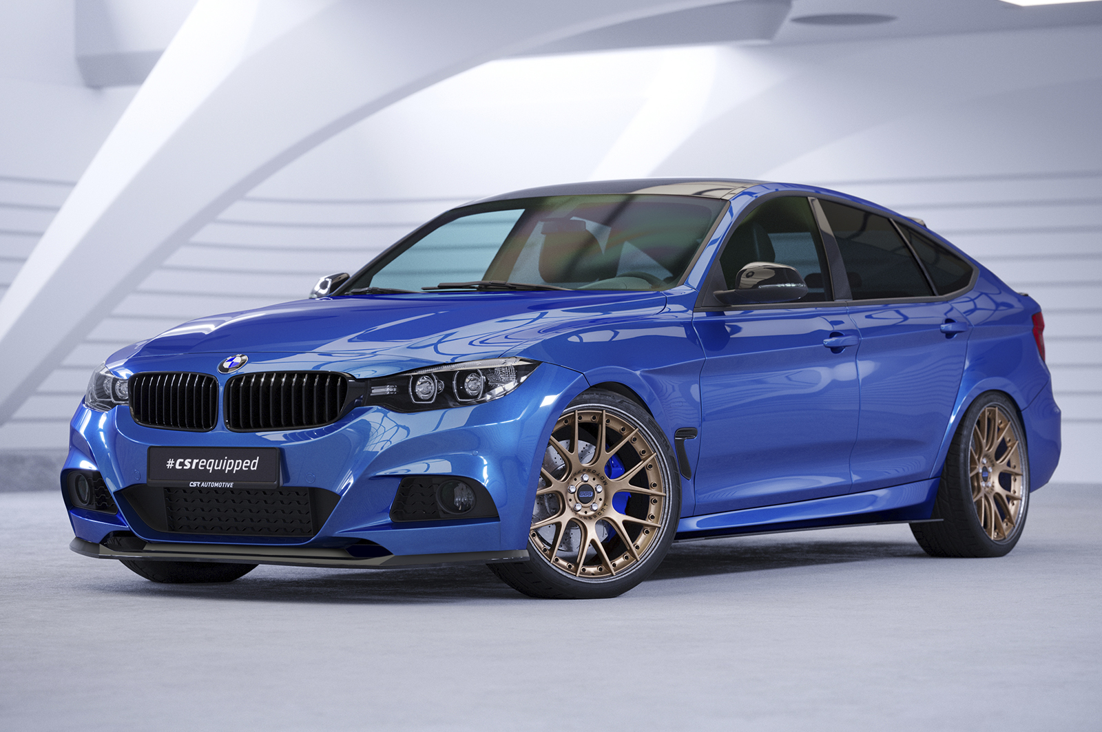 Voorspoiler BMW 3 Serie F34 GT CSR Glans Zwart