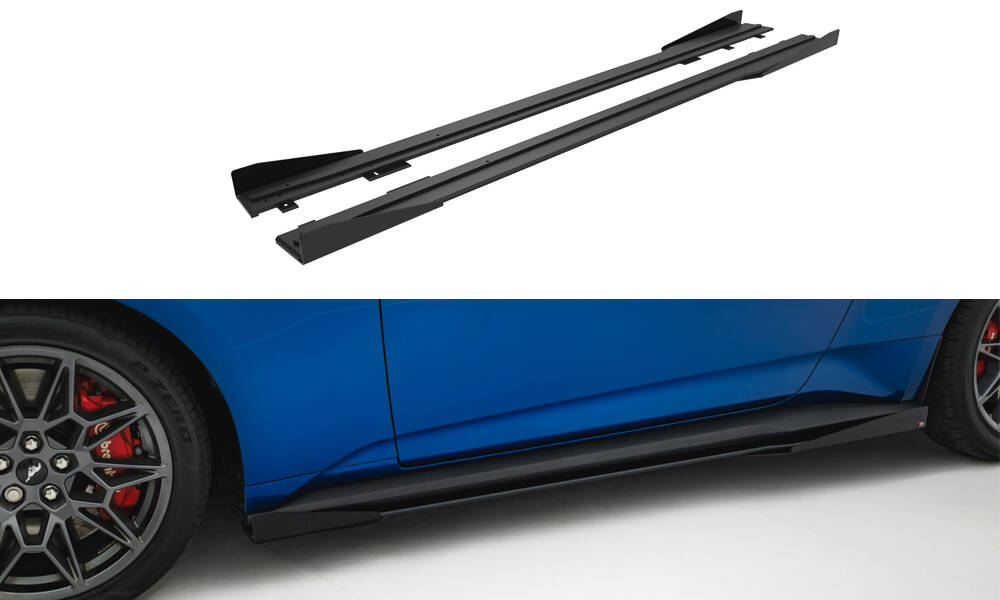 Street Pro Zijskirts + Flaps Ford Mustang GT MK7 Maxton Glanzend zwart