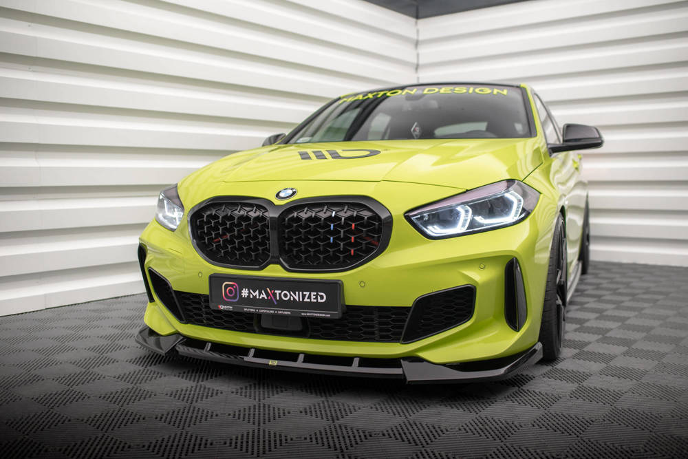 Voorspoiler V.6 BMW 1 F40 M Pakket & M135i Maxton Glans Zwart