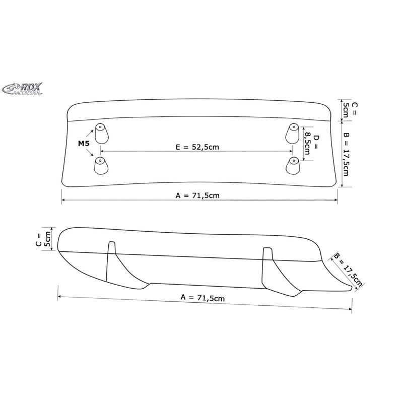 Achterskirt 'Diffusor U-Diff XL'  BMW 5-Serie F07 GT 2009- (PU)