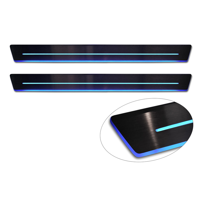 Universele Instaplijsten Zwart RVS met blauwe LED verlichting - 2-Delig - 44,8 x 4 cm