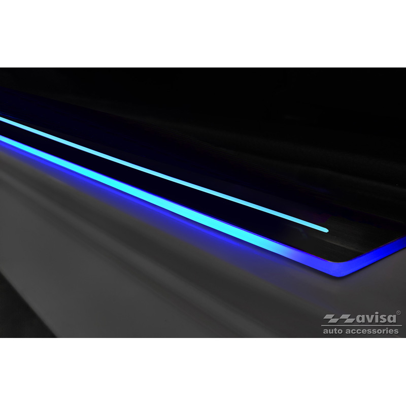 Universele Instaplijsten Zwart RVS met blauwe LED verlichting - 2-Delig - 44,8 x 4 cm